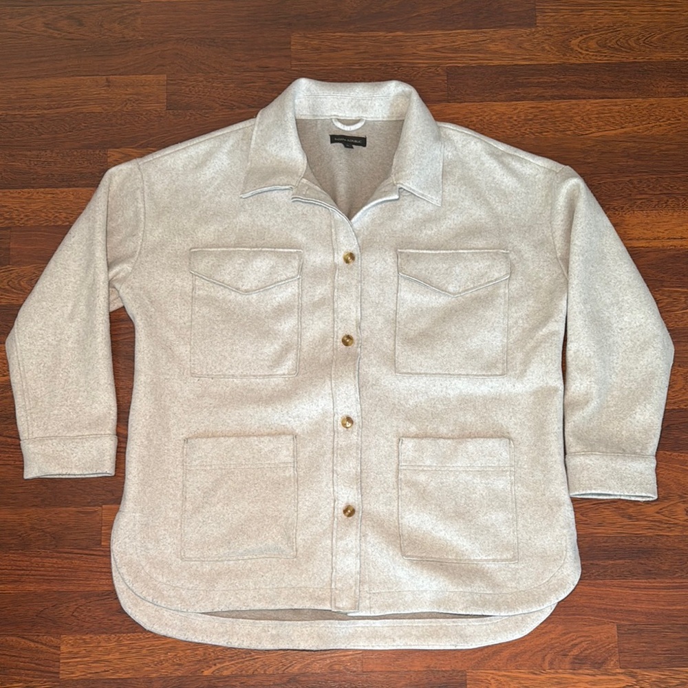 Banana Republic Cream Utility Jacket with Relaxed Fit